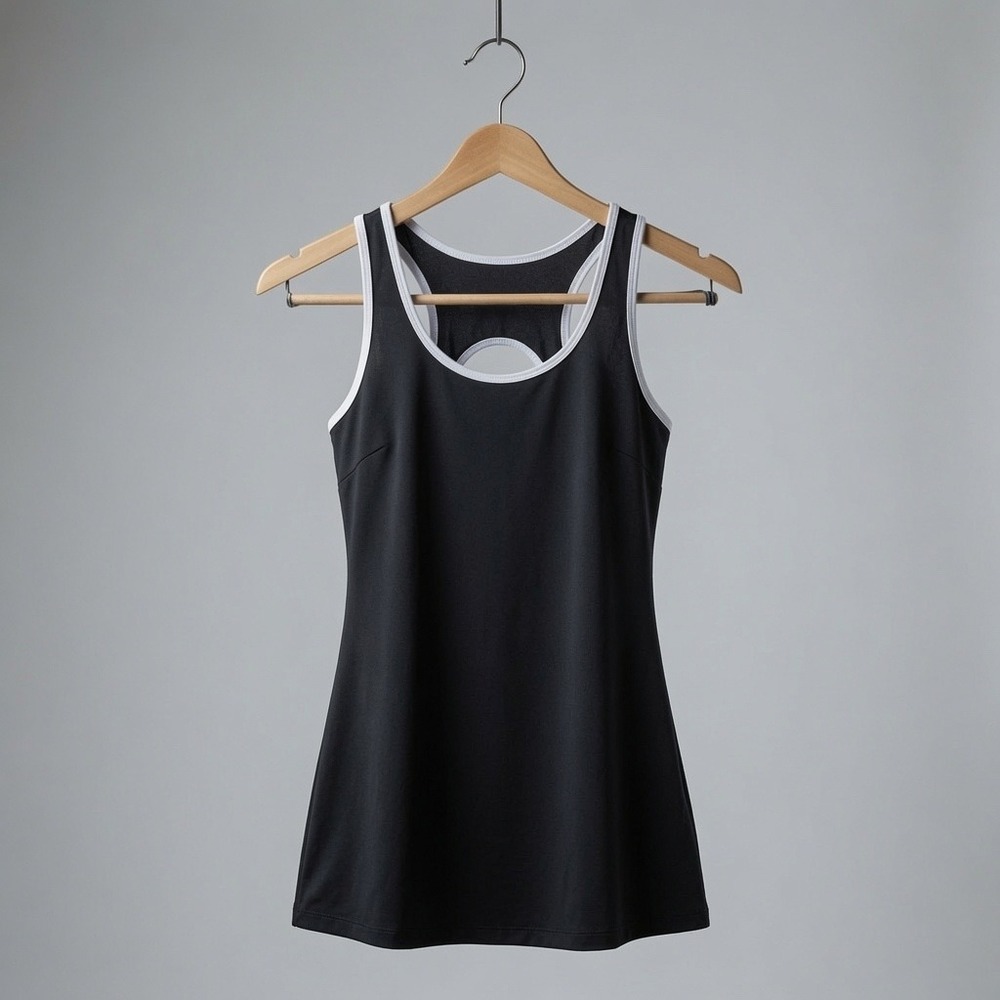 Avia Womens Black White Racerback Athletic Tennis Dress Size L 12-14 Cutout Back